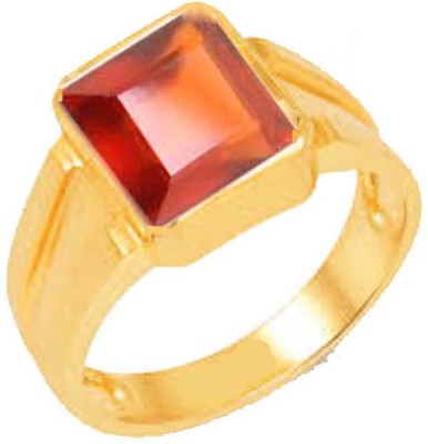 Suruchi Gems & Jewels Natural Certified Hessonite (Gomed) Square 4.25 Ratti or 3.9 Carat for Male & Female Panchdhatu 22k Gold Plated Ring Alloy Gold Plated Ring