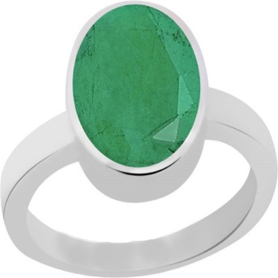 MEGHA COLLECTION Emerald Panna 9.3cts or 10.25ratti Adjustable Ring Alloy Emerald Ring