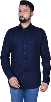 Apuesto Men Solid Casual Dark Blue Shirt