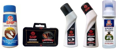 SNP Shoe Care Kit for Leather / Sports Shoes / Canvas Shoes Leather, Synthetic Leather, Canvas, Sports Shoe Liquid Polish(Black, White, Natural)