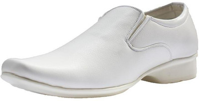 HIKBI Leather Formal Shoes||Active Wear||All White||Office shoe Slip On For Men(White , 9)