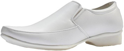 HIKBI Leather Formal Shoes||Active Wear||All White||Office shoe Slip On For Men(White , 8)