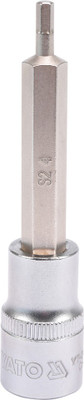 YATO YT-04390 Professional HEX 4mm Mandrel and 1/2 inch Drive Socket Bit with Chromium Plated for Car or Mechanical Workshop Socket Set(Pack of 1)