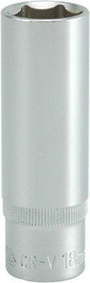 YATO YT-1231 1/2 inch Drive Deep Hexagonal Chrome Finish Socket with Size 18mm and symbol 50BV30 Socket Set(Pack of 1)