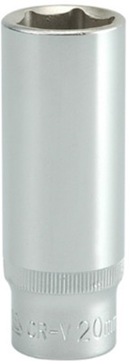 YATO YT-1233 1/2 inch Drive Deep Hexagonal Chrome Finish Socket with Size 20mm and symbol 50BV30 Socket Set(Pack of 1)