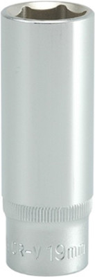 YATO YT-1232 1/2 inch Drive Deep Hexagonal Chrome Finish Socket with Size 19mm and symbol 50BV30 Socket Set(Pack of 1)