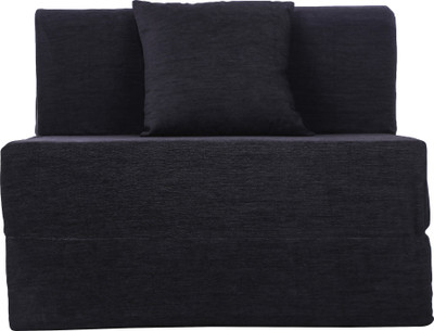 uberlyfe Sofa Cum Bed Moshi Fabric Washable Cover with One Cushion Perfect for Guests, 3 X 6 ft, Black Single Sofa Bed(Finish Color - Black Mechanism Type - Fold Out Delivery Condition - Pre-assembled)