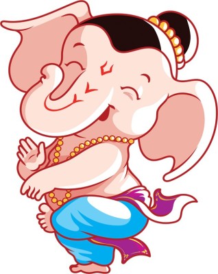 god & god's 51 cm Dancing Ganesha 438 Self Adhesive Sticker(Pack of 1)