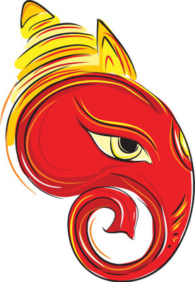 god & god's 60 cm Ganesh Rudra 442 Self Adhesive Sticker(Pack of 1)