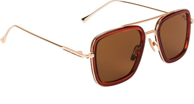 Farenheit Retro Square Sunglasses(Brown)