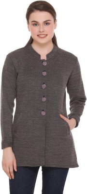 eWools Solid Mandarin Neck Casual Women Purple Sweater