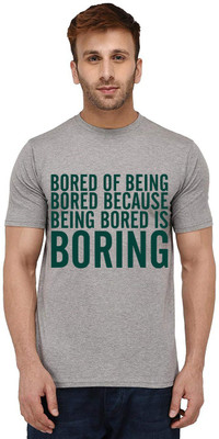 Aseria Graphic Print Men Round Neck Grey T-Shirt