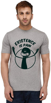 Aseria Printed Men Round Neck Grey T-Shirt