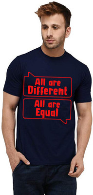 Aseria Graphic Print Men Round Neck Dark Blue T-Shirt