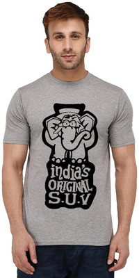 Aseria Printed, Graphic Print Men Round Neck Grey T-Shirt