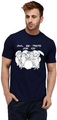 Aseria Graphic Print Men Round Neck Dark Blue T-Shirt