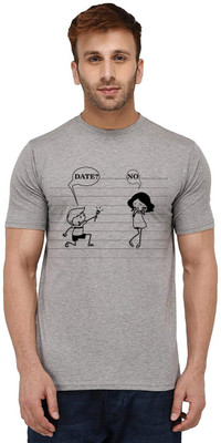 Aseria Typography Men Round Neck Grey T-Shirt