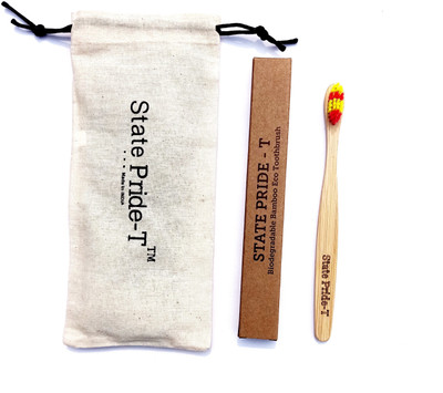 State Pride - T Hard Bristles Medium Size Yellow-Red Hard Toothbrush