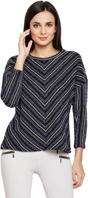 MODA ELEMENTI Casual Full Sleeve Striped Women Blue Top