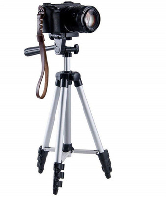 LIFEMUSIC Foldable Camera Tripod Tripod(Silver, Black, Supports Up to 1500 g)