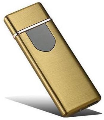 Triangle Ant Mini Electronic Touch Sensor Metal Lighter Flame-Less Slim Cigarette USB Rechargeable Lighter with Battery Indicator Cigarette Lighter(Gold)
