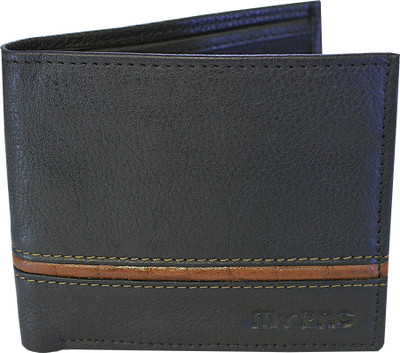 MY PAC db Men Black, Tan Genuine Leather Wallet(6 Card Slots)