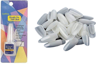 CartKing Artificial Reusable Nails Set With Glue(10gm) For a Dramatic(Lose) White(Pack of 100)