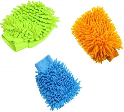 Granny Smith Microfiber Dusting Cleaning Glove Wet and Dry Glove Set(Free Size Pack of 3)