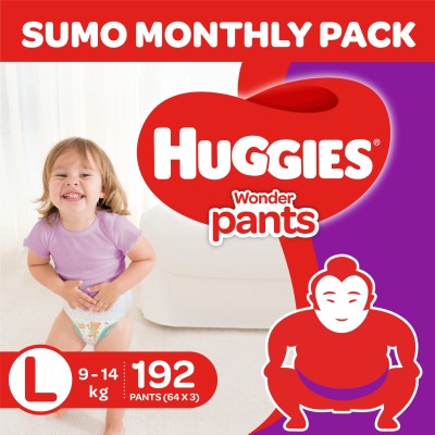 Huggies Wonder Pants diapers -Sumo pack - L  (192 Pieces)