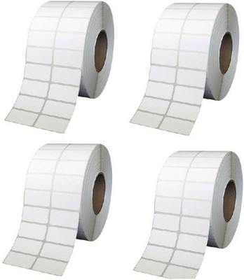 youlogic 50MMX25MM Barcode Label 2''up Self-adhesive Paper Label (White) 1ROLL 4000 LABELS Pack of 4 Roll cromo Paper Label(White)