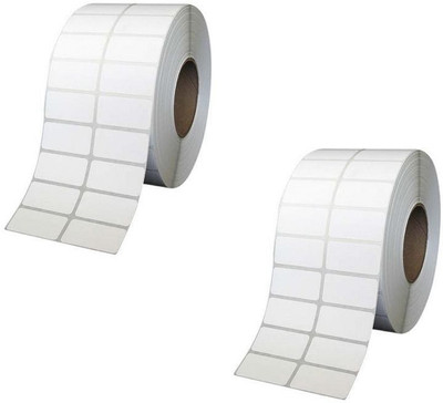 youlogic 50MMX25MM Barcode Label 2''up Self-adhesive Paper Label (White) 1ROLL 4000 LABELS Pack of 2 Roll cromo Paper Label(White)