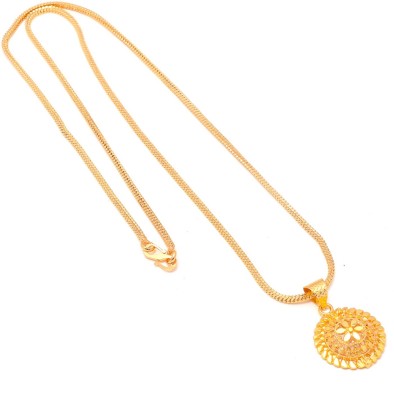 Jewar Mandi Jewar Mandi Locket Pendant Fine Gold Plated GOL Round Love Jewelry with Chain Gold-plated Brass Locket