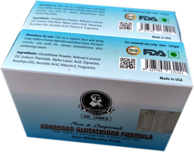 DR. JAMES Glutathione Skin Whitening Soap ,pimple removal(2 x 67.5 g)
