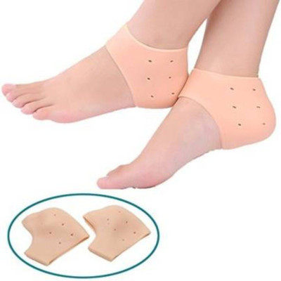 PRAGTI Heel Protector Anti Crack Pad Socks One Pair (Orange) Heel Support(Orange)