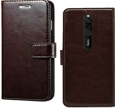 Spicesun Flip Cover for Mi Redmi 8(Brown, Shock Proof)