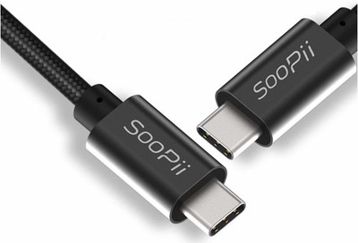 Soopii USB Type C Cable 2 A 1 m TPE data cable 798(Compatible with All Mobile Phone, Black, One Cable)