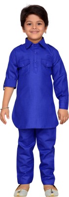 AJ Dezines Boys Festive & Party Pathani Suit Set(Blue Pack of 1)
