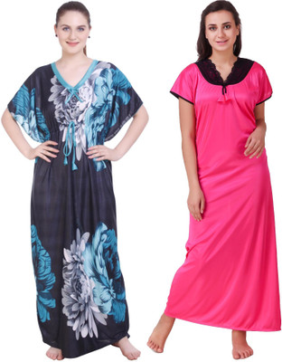 YUALIN CREATION Women Nighty Set(Pink)