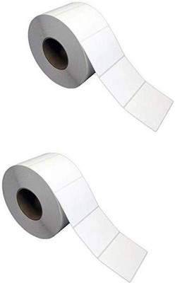 youlogic 38MMX38MM Barcode Label 1''up Self-adhesive Paper Label (White) 1ROLL 2000 LABELS Pack of 2 Roll cromo Paper Label(White)