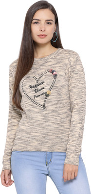 MODA ELEMENTI Round Neck Self Design Women Pullover