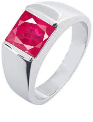 Suruchi Gems & Jewels Natural Certified Ruby (Manik) 5.25 Ratti or 4.8 Carat for Male & Female 92.5 Sterling Silver Sterling Silver Ruby Ring