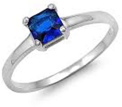 Suruchi Gems & Jewels Certified Blue Sapphire (Neelam) 5.25 Ratti or 4.8 Carat for Male & Female 92.5 Sterling Silver Sterling Silver Sapphire Ring