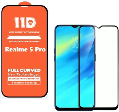 ISAAK Edge To Edge Tempered Glass for Realme 5 Pro Full Glue 11D(Pack of 1)