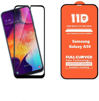 ISAAK Edge To Edge Tempered Glass for Samsung Galaxy A50 Full Glue 11D(Pack of 1)