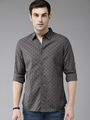 Roadster Men Printed Casual Grey Shirt