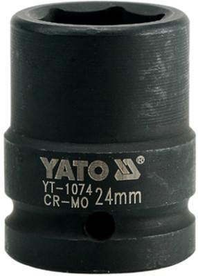 YATO YT-1074 Cold Forged CrMo 3/4 inch Drive Black Phosphated Surface Hexagonal Impact Socket-24mm Socket Set(Pack of 1)