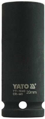 YATO YT-1040 Cold Forged CrMo 1/2 inch Drive Black Phosphated Surface AS Drive Hexagonal Deep Impact Socket Set-20mm Socket Set(Pack of 1)