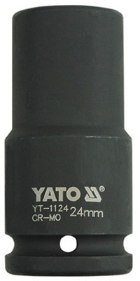 YATO YT-1124 Cold Forged CrMo 3/4 inch Drive Black Phosphated Surface Hexagonal Deep Impact Socket-24mm Socket Set(Pack of 1)