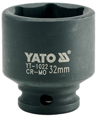 YATO YT-1022 Cold Forged CrMo 1/2 inch Drive Black Phosphated Surface Hexagonal Impact Socket-32mm Socket Set(Pack of 1)
