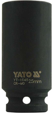 YATO YT-1045 Cold Forged CrMo 1/2 inch Drive Black Phosphated Surface AS Drive Hexagonal Deep Impact Socket Set-25mm Socket Set(Pack of 1)